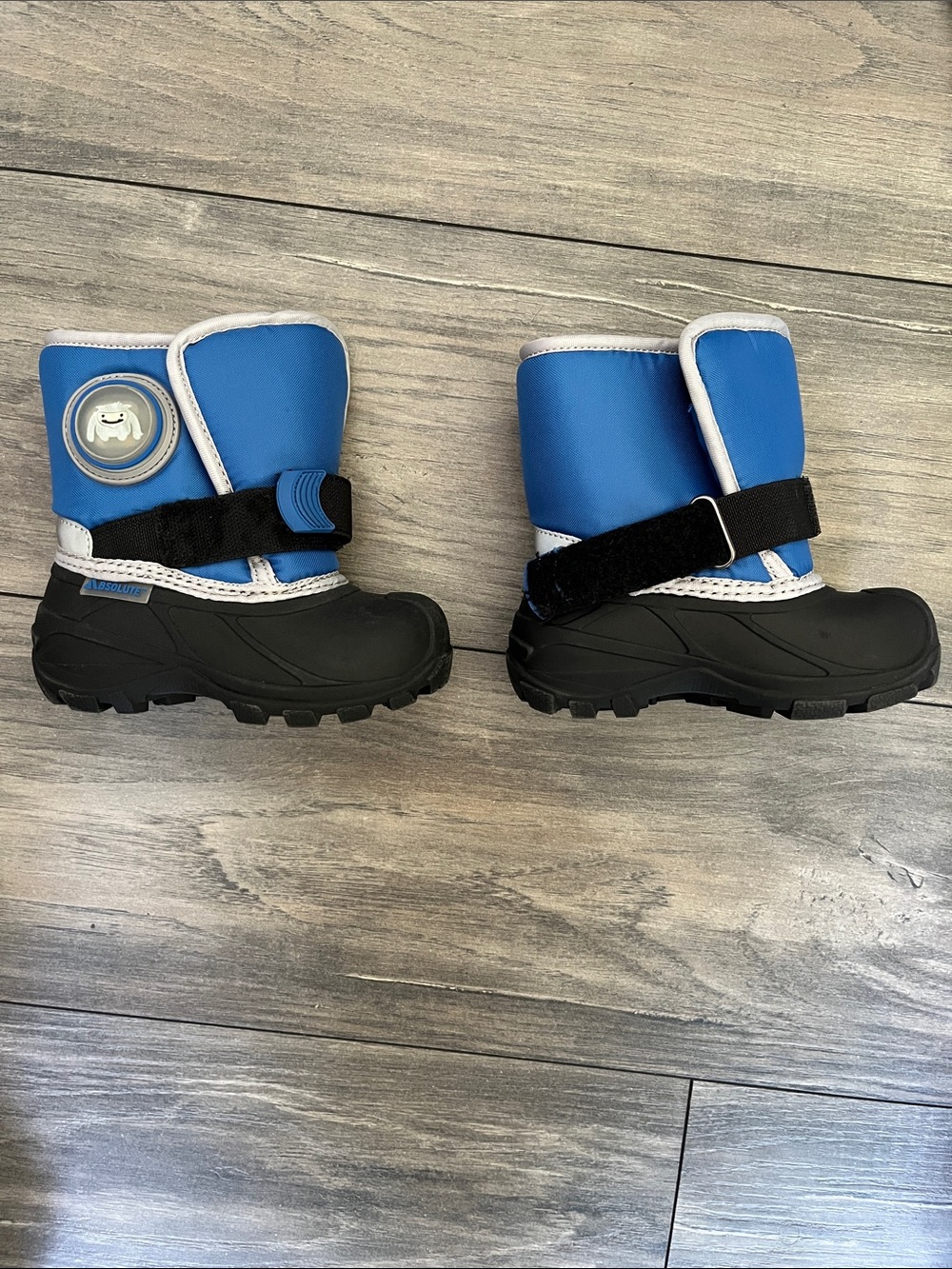 Kids Waterproof Blue Winter Boots with Easy Velcro Strap